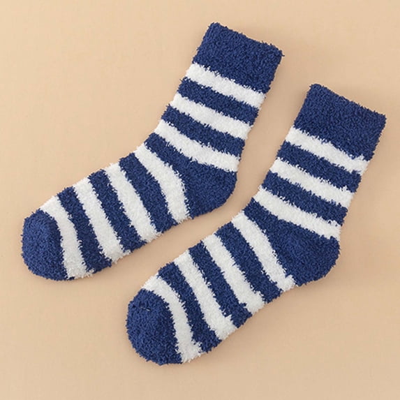 Blczomt 1 Pairs Womens Socks Cozy Fuzzy Striped Socks Fluffy Thermal Winter Sock