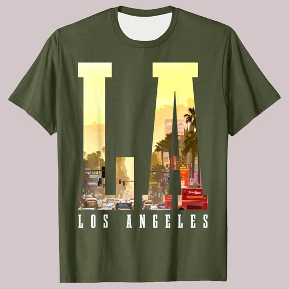 Blczomt 2026 Men's T Shirts Vintage Big & Tall Green T-Shirts Big and Tall California Casual Los Angeles Tshirt Men