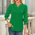 thumbnail image 1 of Blczomt 3/4 Sleeve Tops for Women Trendy Plain Dressy Shirts Formal Green Solid Color 2025 Womens Shirts Casual, 1 of 8