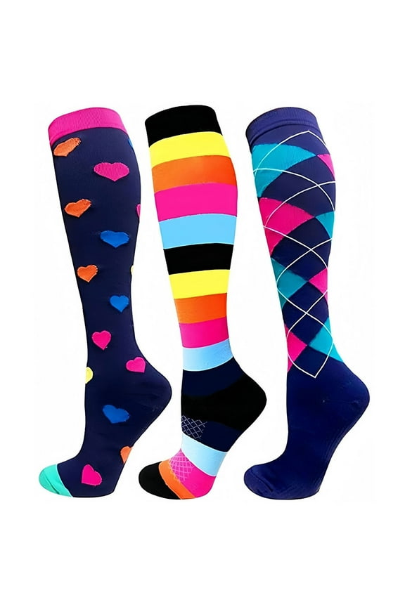 3 Pairs Stretchable Socks for Women Compression Athletic Sock Running Cycling Sock