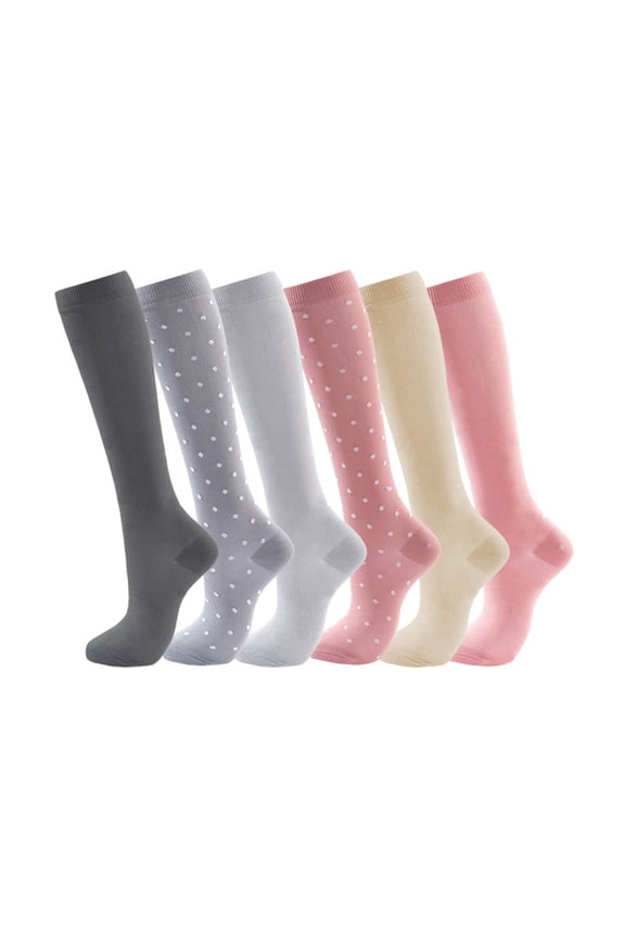 6 Pairs Athletic Socks Women Compression Knee High Sock Quick Dry Running Moisture Wicking Socks
