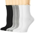 thumbnail image 1 of Blczomt 6 Pairs Lettuce Women Socks Cotton Crew Socks Ribbed Knit Breathable Soft Socks, 1 of 3