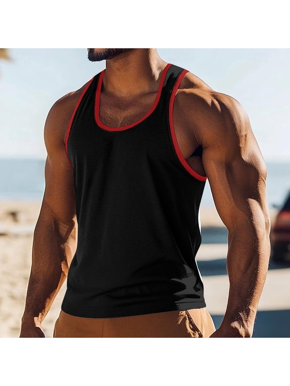 Athletic Men's Tank Tops Summer Workout Undershirt Sleeveless Tanks Muscle Black Mens Shirt