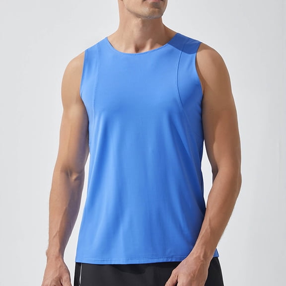 Blczomt Athletic Tank Top Men Workout Tank Tops Summer Blue Moisture Wicking Sleeveless Men Shirt