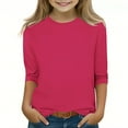 thumbnail image 1 of Blczomt Basic Kids Shirts Girls Casual 3/4 Sleeve T Shirts Trendy Plain Crewneck Comfy Pink Girls Blouse, 1 of 5