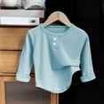 thumbnail image 1 of Blczomt Basic Toddler Girl T Shirts Spring Winter Long Sleeve Tees Plain Blue Warm Casual Girls Blouse, 1 of 3