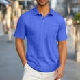 thumbnail image 1 of Blczomt Big and Tall Shirts for Men Work Business Plain Polo Shirts with Pocket Short Sleeve Button Blue Collared Mens Tops, 1 of 6