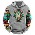 thumbnail image 1 of Blczomt Big and Tall Sweatshirt Plain Western Drawstring Hoodie Pullover Winter Gray Aztec Clothing, 1 of 2