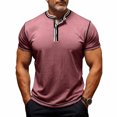 thumbnail image 1 of Blczomt Big and Tall T Shirt Men Henley Pink Big & Tall T-Shirts Short Sleeve Casual Men's Fashion, 1 of 8