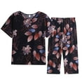 thumbnail image 1 of Blczomt Black Adults Pajamas Trendy Floral Cotton Two-Piece Set Sleepwear Sets Nightgowns for Women Long Sleeve, 1 of 3