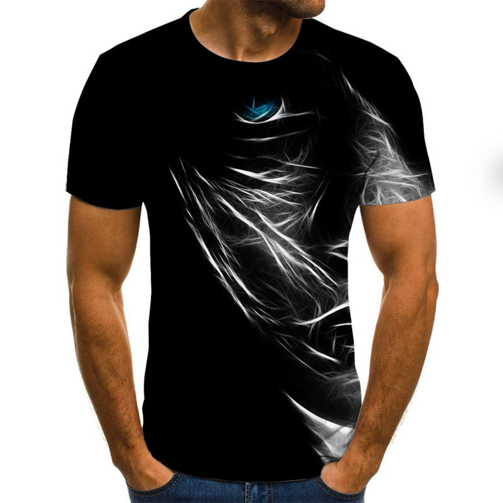 Men's Graphic Print Black Short Sleeves Round Neck Oversized T-Shirt