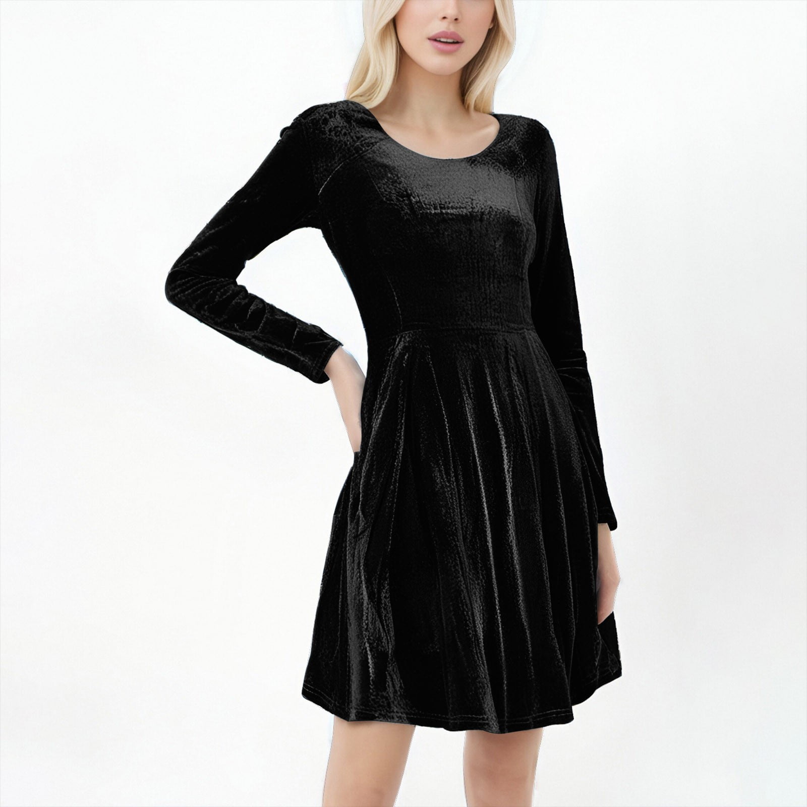 blue dress for baby girl Kate Long Sleeve Velvet Midi Dress main image 0