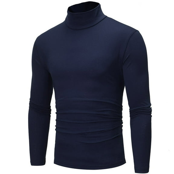 Blczomt Blue Compression Shirts for Men Long Sleeve Solid Collared T Shirt S