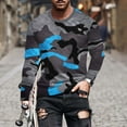thumbnail image 1 of Blczomt Blue Mens Shirts Trendy Long Sleeve Crew Neck Camouflage T Shirts 2xl, 1 of 5