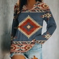 thumbnail image 1 of Blczomt Blue Womens Tops Under $10 Long Sleeve Tunic Plus Size Western Shirts V Neck Fashion Aztec Blouse Women, 1 of 5