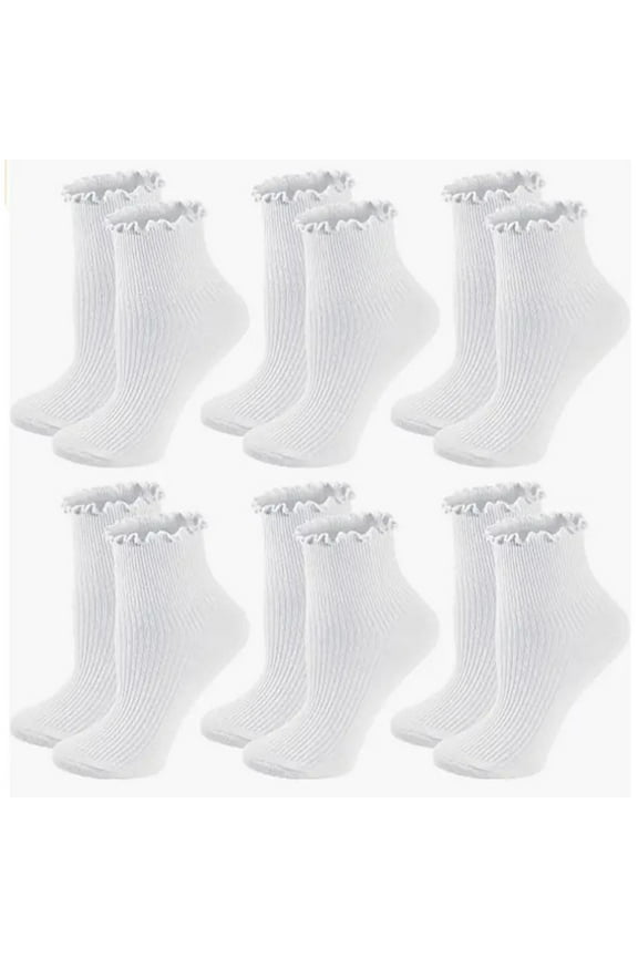 Breathable Women Socks Ankle White Sock Athletic Solid Women Socks 6-Pack