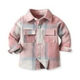 thumbnail image 1 of Blczomt Button Down Girls Tee Shirts Cotton Plaid Shirt Collared Pink Cute Pockets Long Sleeve Girls' Tees, 1 of 3