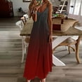 thumbnail image 1 of Blczomt Casual Dresses for Women Maxi Summer A Line V Neck Red Spaghetti Strap Gradient Dress, 1 of 5