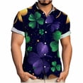 thumbnail image 1 of Blczomt Casual Mens Short Sleeve Shirts Purple St.Patrick's Day Big and Tall Button Down Tshirts Clover Graphic Classic Tshirt for Men, 1 of 6