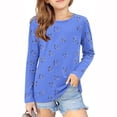 thumbnail image 1 of Blczomt Casual Shirts for Girls Heart Long Sleeve T Shirts Crew Neck Cute Blue Pullover Loose Clothes for Girls, 1 of 1