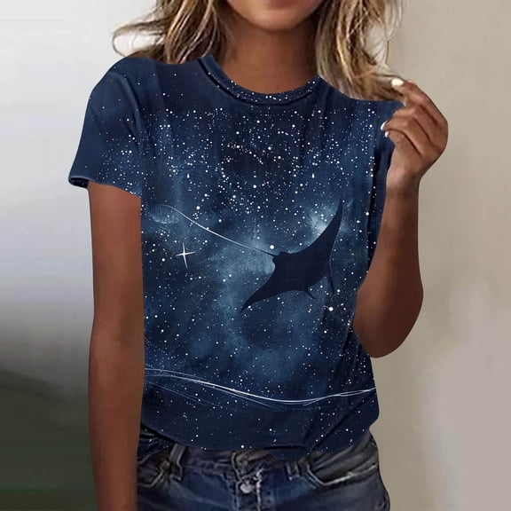 Blczomt Casual Women Tops Short Sleeve 2025 Summer Tees Graphic Crew Neck Womens T Shirts