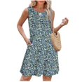 thumbnail image 1 of Blczomt Casual Womens Dresses Under $5 Boho Summer Tank Dress with Pockets Sleeveless Beach A Line Blue Women Fashion, 1 of 4