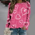 thumbnail image 1 of Blczomt Christmas Tops for Women Plus Size Long Sleeve Valentine's Day Love Heart Print Crew Neck Pullover Dress Shirts for Women, 1 of 5