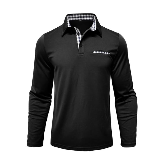 Blczomt Collared Mens Polo Polo Black Long Sleeve Dress Shirt Soft Plain Mens Clothes Trendy