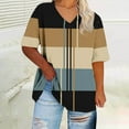 thumbnail image 1 of Blczomt Color Block Tops Women Oversized Shirts Loose Crew Neck Yellow Plus Size Womens Tshirts, 1 of 4