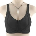 thumbnail image 1 of Blczomt Comfortable Women Bras Plus Size No Underwire Front Closure Black Wirefree Daily Bras, 1 of 5