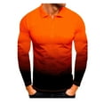 thumbnail image 1 of Blczomt Compression Shirts for Men Orange Long Sleeve Collared Gradient Casual Button Down Shirts S, 1 of 2