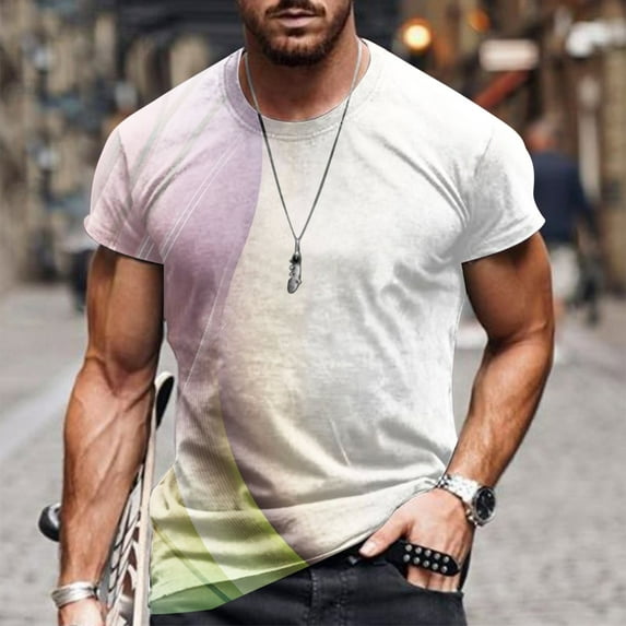 Blczomt Compression Shirts for Men White Short Sleeve Crew Neck Graphic T Shirt M