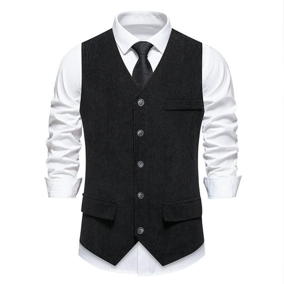 Blczomt Cotton Sleeveless T Shirts for Men Dress Suit Vest Waistcoat Formal Black Slim Fit Tops