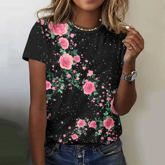 Blczomt Crew Neck Women Tops on Sale under $10 Short Sleeve Graphic Tee 2025 Casual Summer Shirts for Women