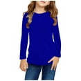 thumbnail image 1 of Blczomt Crewneck Kids Shirts Boys Basic Blue Tops Soft Solid Comfy Long Sleeve Tshirts for Kids Boys, 1 of 7