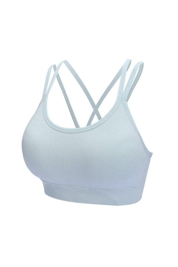 Criss Cross Back Women Sports Bras Strappy Spaghetti Straps Yoga Gym Bras