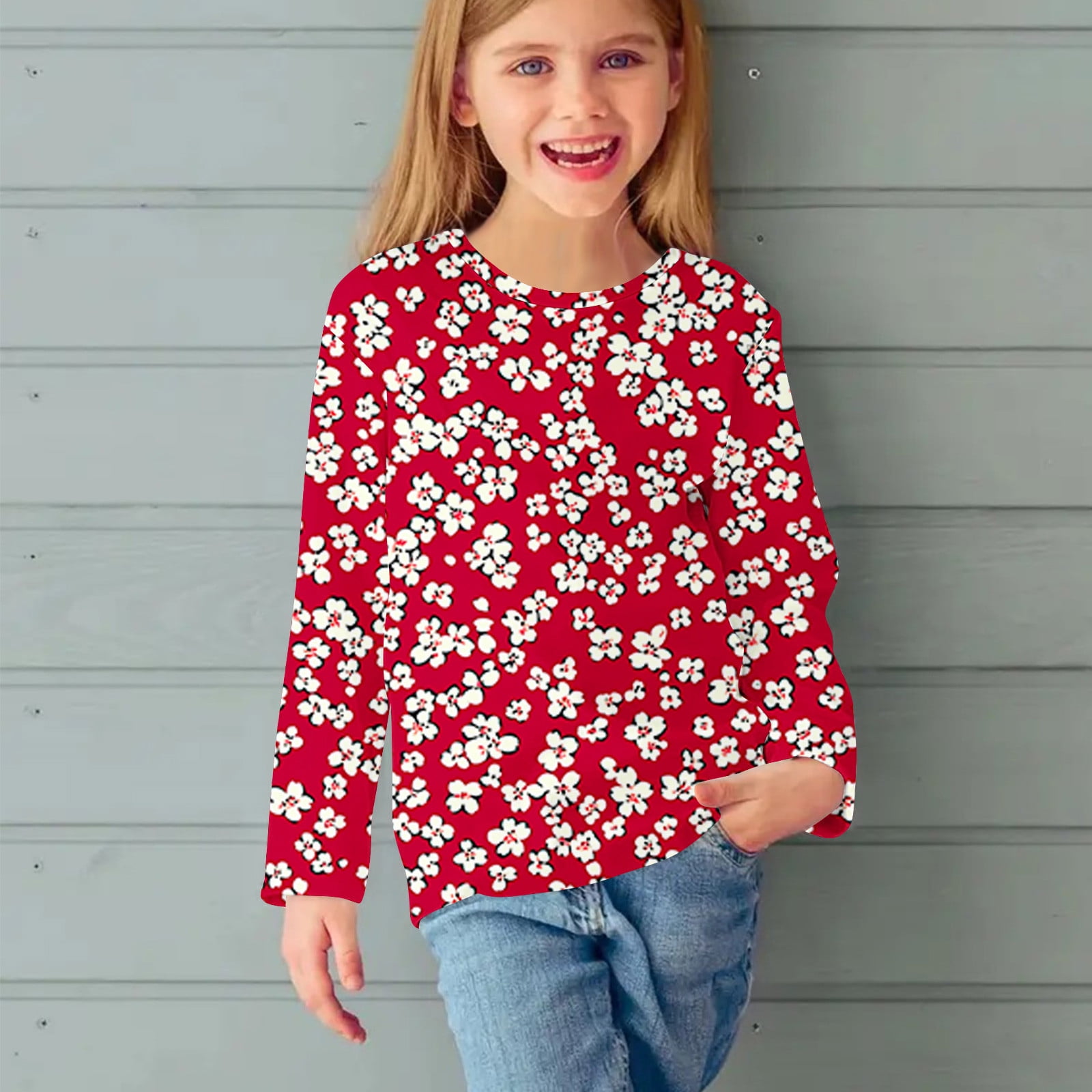 Blczomt Cute Girls' Tees Graphic Long Sleeve T Shirts Casual 2025