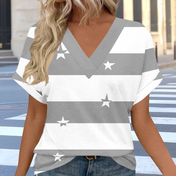 Blczomt Cute Ladies Blouses Short Sleeve Gray Blouse Y2K Trendy Womens T Shirts