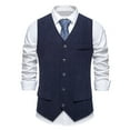 thumbnail image 1 of Blczomt Dress Tees for Men Cotton Suit Vest Waistcoat Slim Fit Formal Blue Mens Fashion, 1 of 9