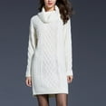 thumbnail image 1 of Blczomt Dresses for Women 2025 White Mini Plain Long Sleeve Sweater Dress Casual Knit Turtleneck Dress, 1 of 5