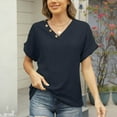 thumbnail image 1 of Blczomt Dressy Women Tops Black Short Sleeve V Neck Shirt Formal Plain Elegant Ladies Blouses, 1 of 8