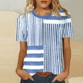 thumbnail image 1 of Blczomt Dressy Womens Blouses Cute Blue Color Block Blouse Lightweight 2026 Crew Neck,XXL, 1 of 7