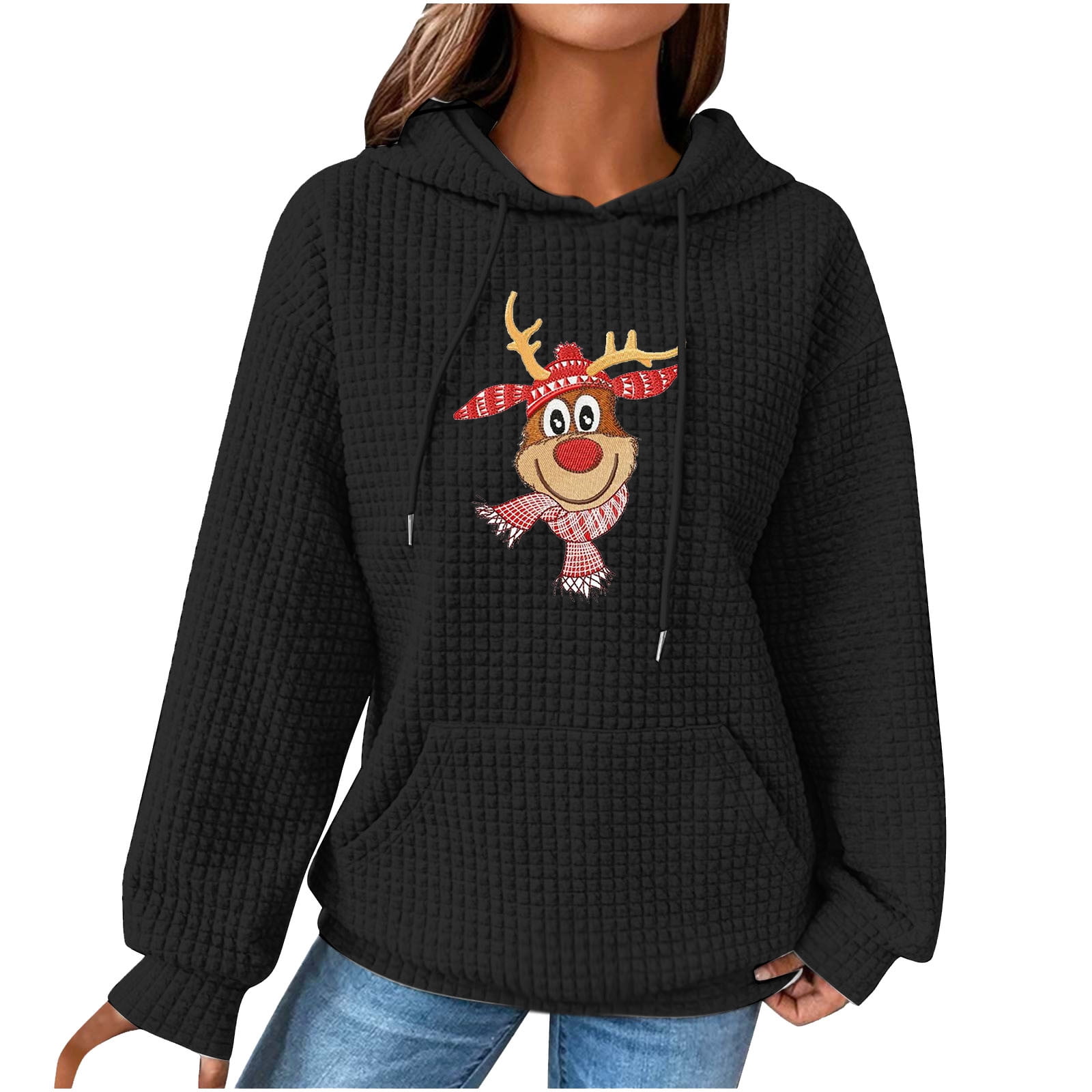 Blczomt Fall Sweatshirts for Women Black Hoodies Merry Christmas