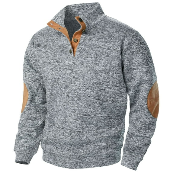 Blczomt Fall Winter Sweatshirt Men Knit Sweatshirt Gray Button Long Sleeve Casual Fashion