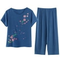 thumbnail image 1 of Blczomt Family Christmas Pajamas Onesies Blue Cotton Short Sleeve Floral Two-Piece Set Sleepwear Sets Nightgowns for Women, 1 of 6