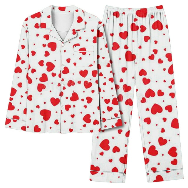 Blczomt Fleece Pajamas for Women Red Two-Piece Set Valentine'S Day ...