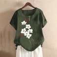 thumbnail image 1 of Blczomt Floral Spring Tops for Women 2025 Short Sleeve Crew Neck Shirt Casual Green Round Neck T Shirts for Women, 1 of 4