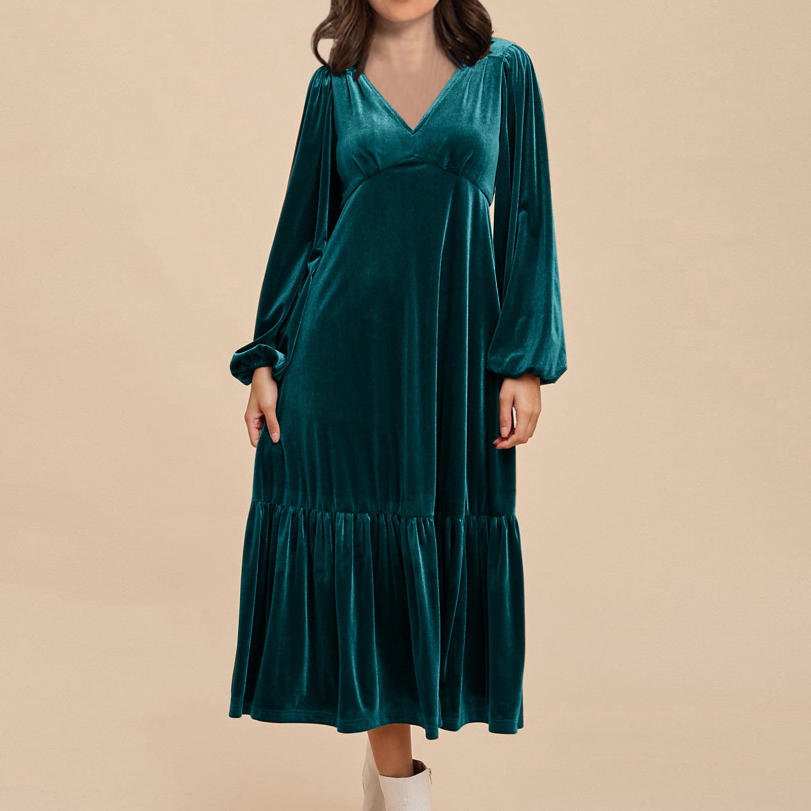 green midi velvet dress Sleeveless Cocktail For Party  Africanclothinghub Hand Wash Cold Blczomt Flowy Women's Dress Green