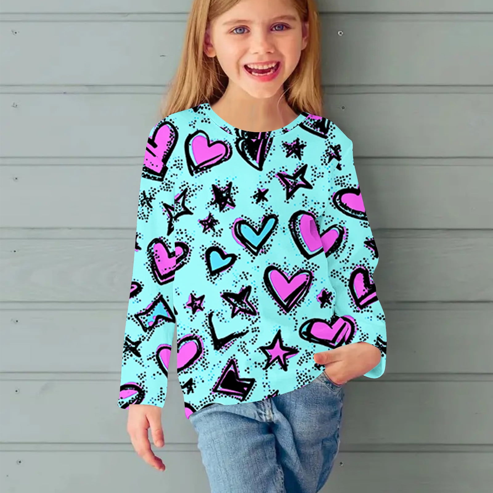 Blczomt Graphic Kids Shirts Girls Long Sleeve Cute T Shirts Fashion