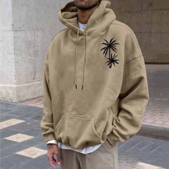 Blczomt Graphic Men Hoodie Sweatshirt Pullover Yellow Long Sleeve Casual Winter Mens Clothes